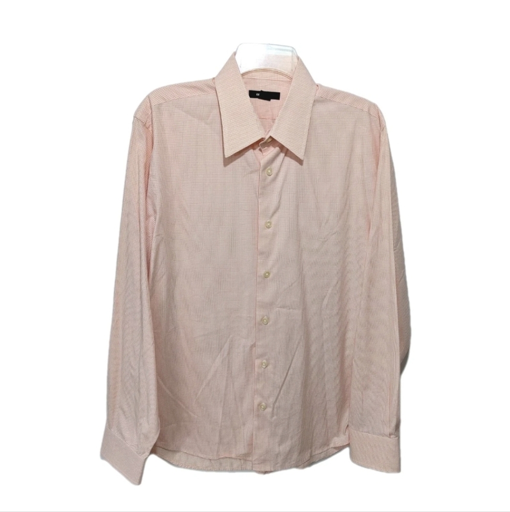 Express 1MX Plaid Button Down Shirt L Long Sleeve Orange #5200